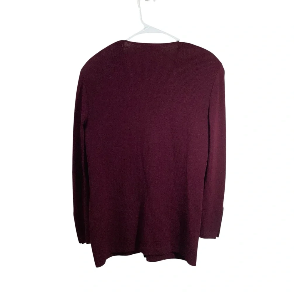 St. John Santana Knit Burgundy Sweater with Gold Accents - Picture 5 of 8